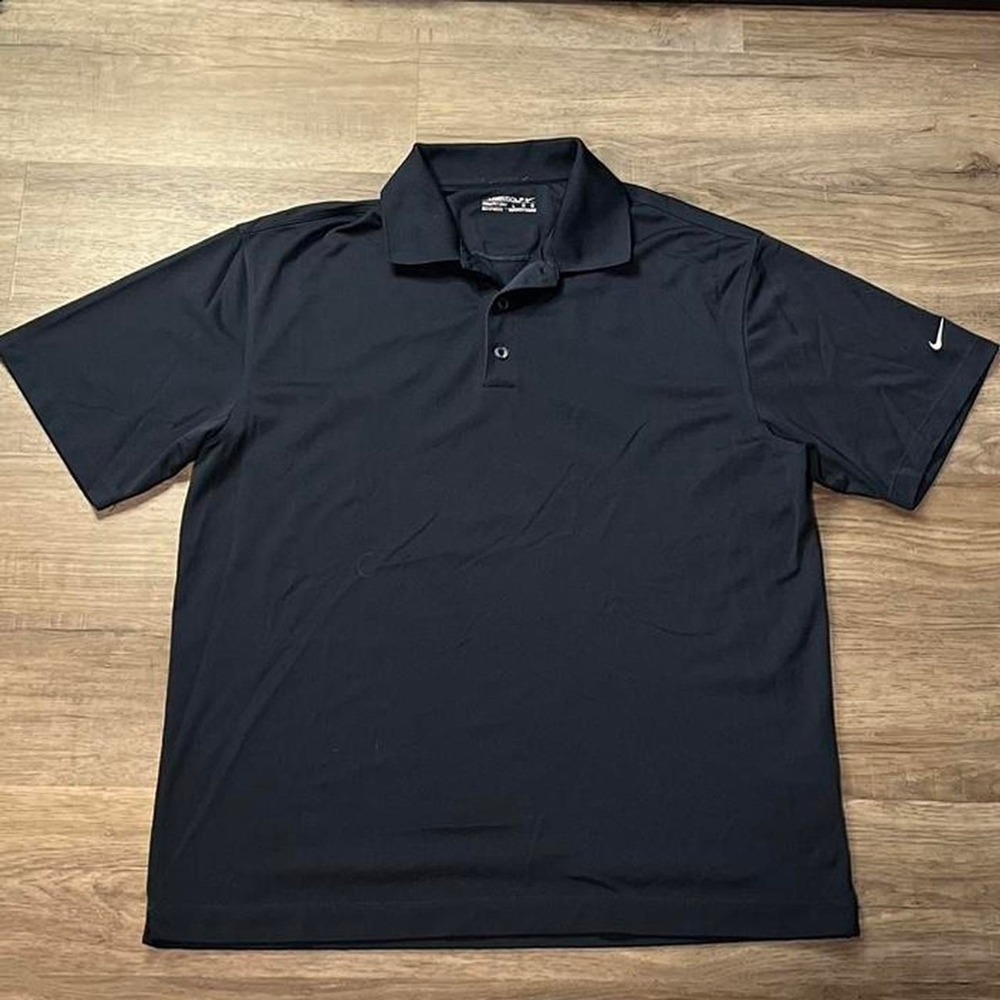 Nike Golf Navy Blue Dri-Fit Vintage Sportswear Polo Button Shirt large